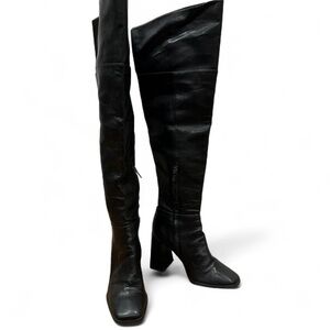 Black Over-the-Knee Leather Boots